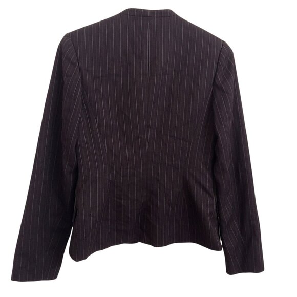 G2000 Blazer Size 7 Juniors Black Pinstripe Wool Blend Long Sleeve Hook Closure - Picture 2 of 12